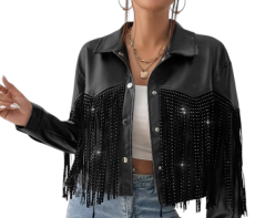 Black Fringe Leather Jacket